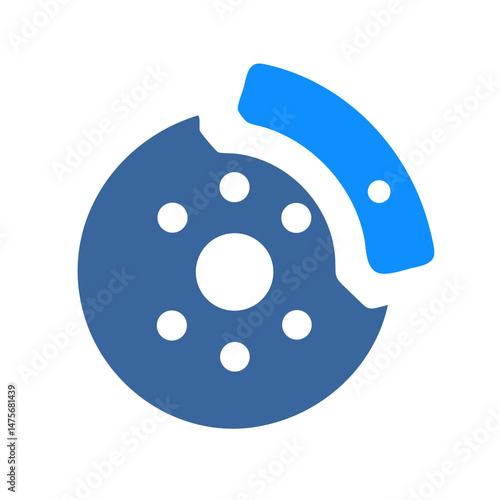 Blue Automotive Disc Brake Illustration on a Black Background