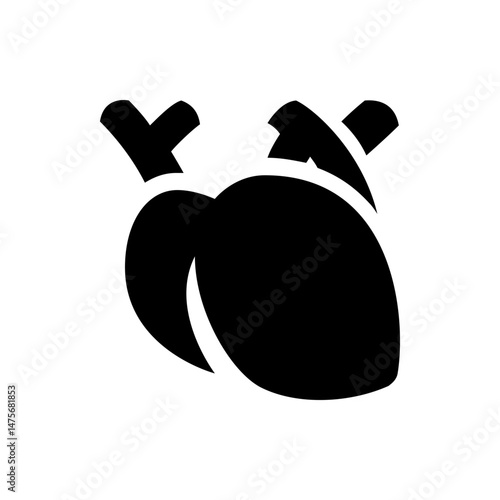 Stylized anatomical heart illustration with arteries and veins in bold black silhouette design element art