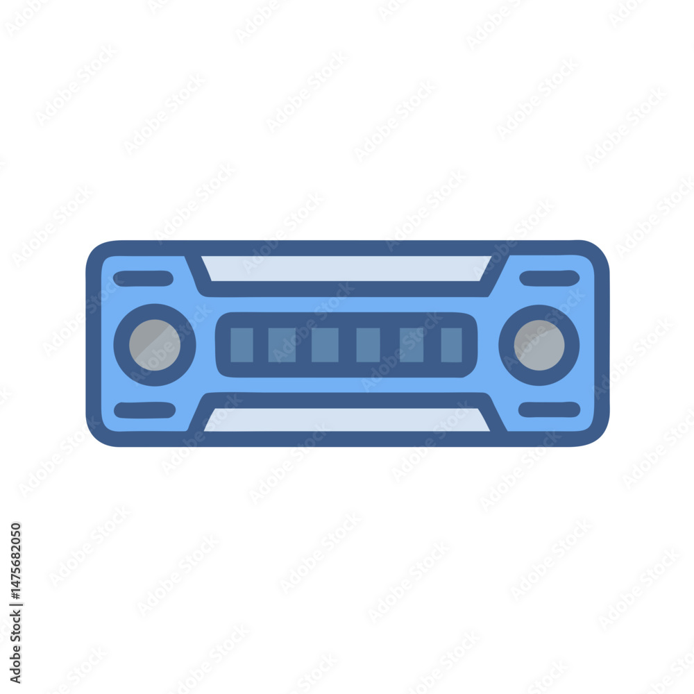 Fototapeta premium Retro Car Radio Icon - Automotive Audio System