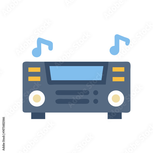 Retro Radio Icon: Music Listening on Modern Device