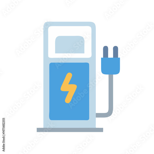 Electric vehicle charging station cartoon vector icon