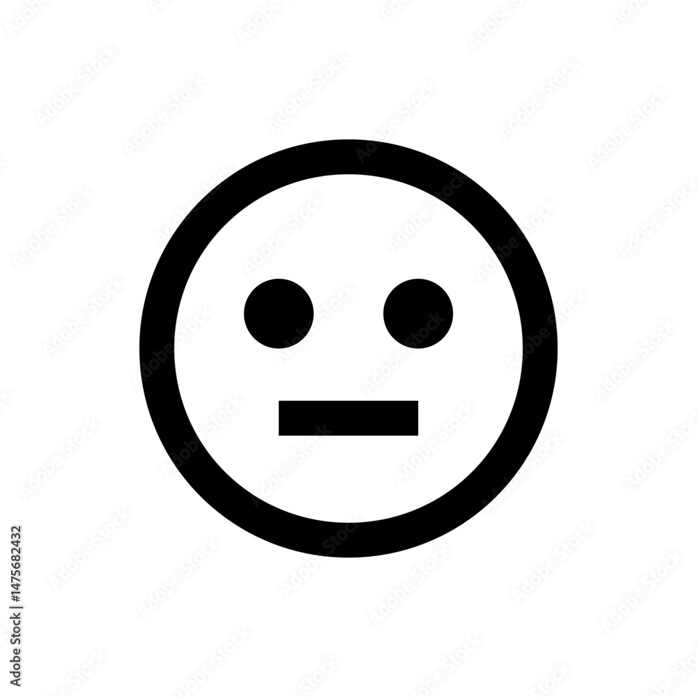 Fototapeta premium Simple emoticon with two circular eyes and a rectangular mouth inside a circular border design vector
