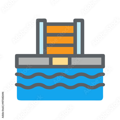 Swimming pool icon with ladder and blue water