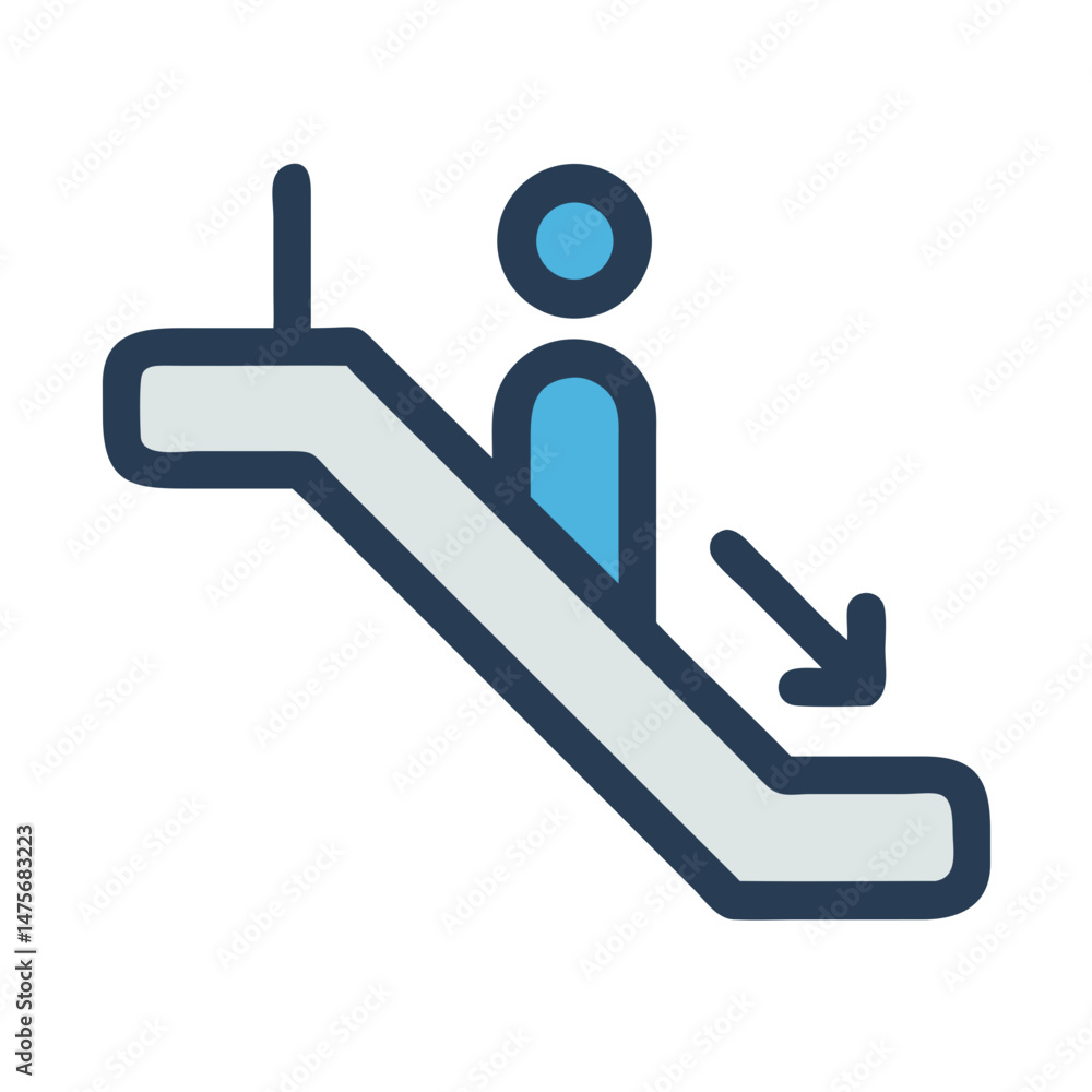 Escalator Down Icon: Modern, Minimalist, and Transportation Related Escalator Down Icon: Modern, Minimalist, and Transportation Related