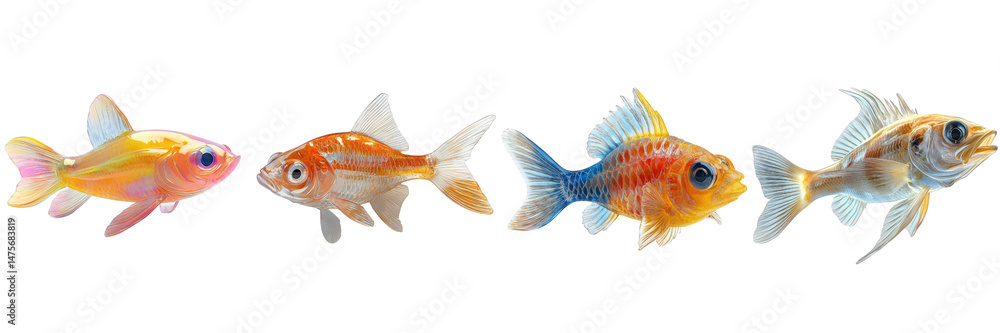 Fototapeta premium 3d cute bass fish isolated on transparent png