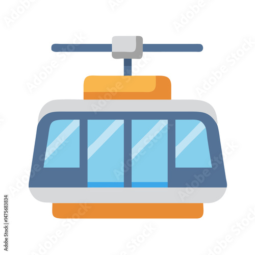 Illustration of cable car or gondola isolated on black