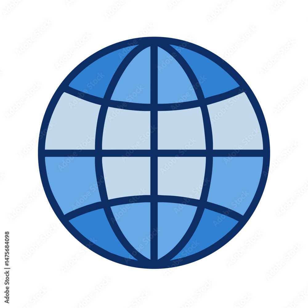 Blue Globe Icon Symbolizing Global Connectivity and Networks Blue Globe Icon Symbolizing Global Connectivity and Networks