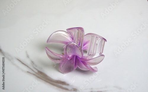 Purple Flower Hair Clip on White Background