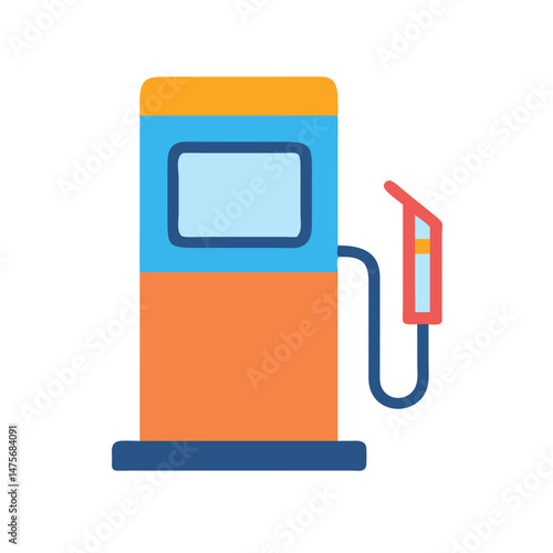 Cartoon Gas Station Illustration on Black Background