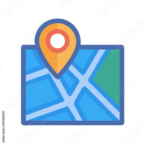 Location pin on a map. Navigation and direction