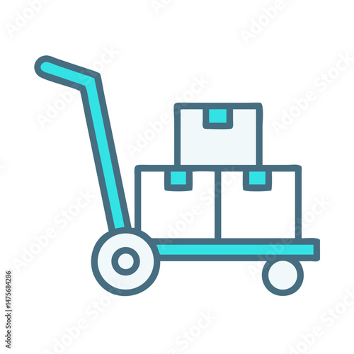 Hand truck with boxes icon for logistics delivery