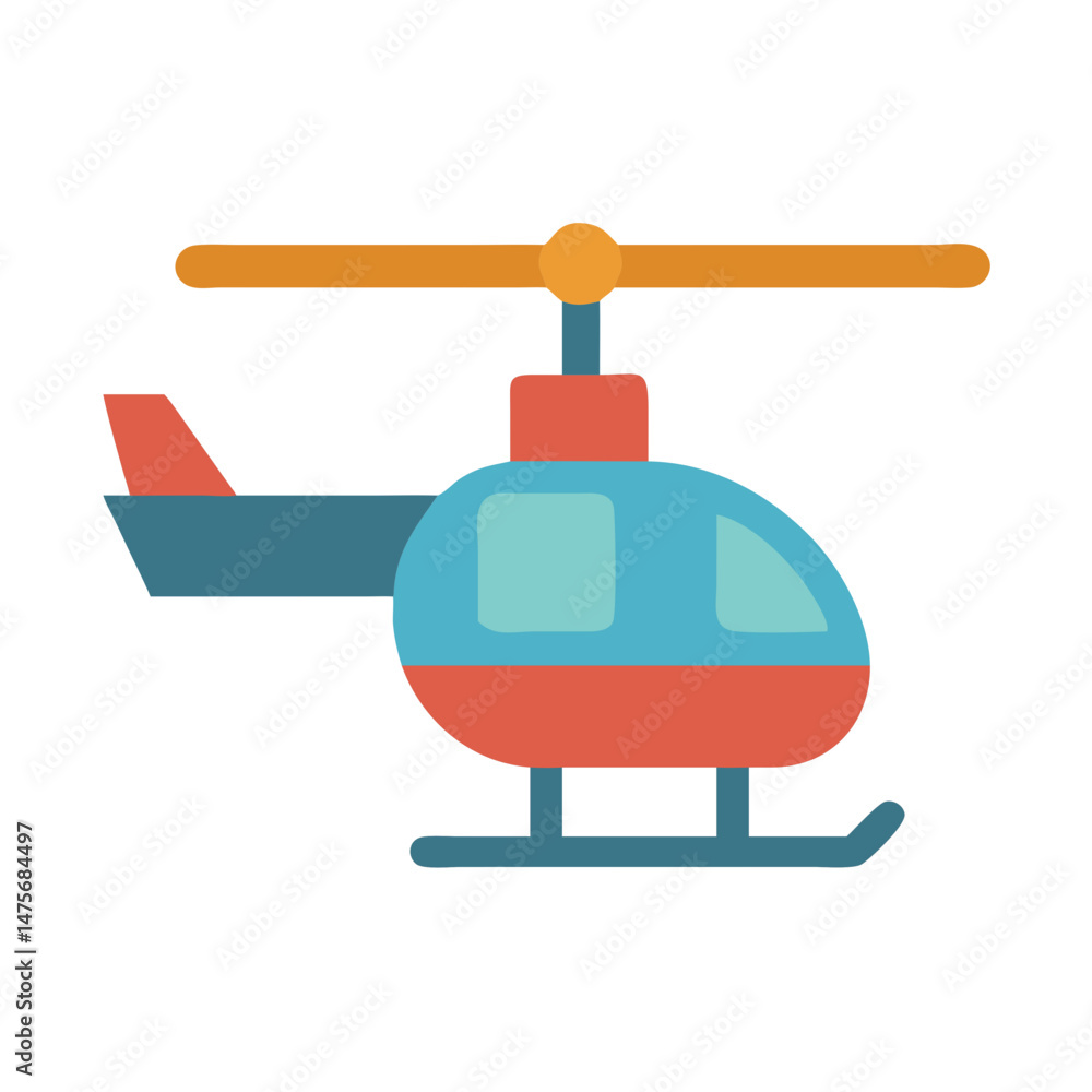 Simple Vector Cartoon Helicopter Illustration on Black Background Simple Vector Cartoon Helicopter Illustration on Black Background