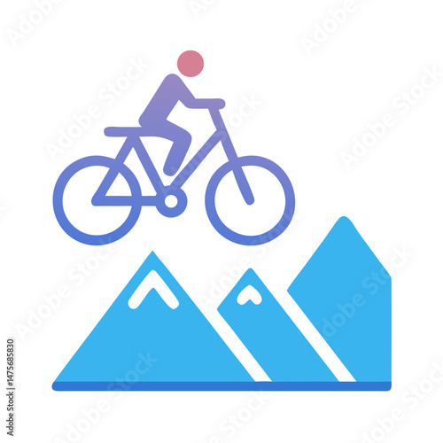 Mountain Biking Adventure: Cyclist Conquering Peaks Icon