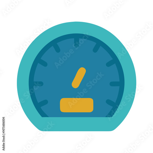 Blue and Yellow Speedometer Minimalistic Vector Illustration Graphic