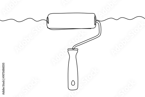 Continuous editable line drawing of paint roller. One line drawing background. Vector illustration. Paint roller icon in one line.