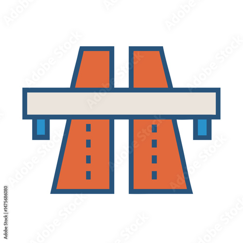 Abstract orange highway bridge vector icon illustration concept