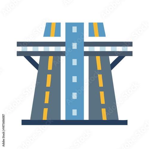 Modern vector illustration of a road overpass bridge