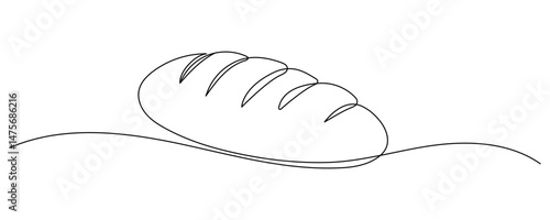 One continuous line drawing of bread. Simple black line sketch, bakery and cafe concept good for logo. Vector illustration. Editable stroke