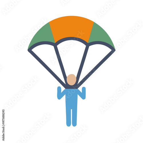 Skydiver or paratrooper icon vector illustration on black