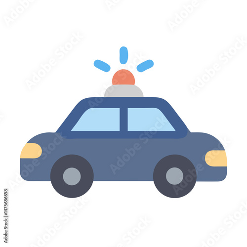 Flat design police car vector illustration on black