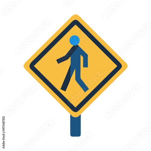 Pedestrian Crossing Sign Symbol on a Yellow Background