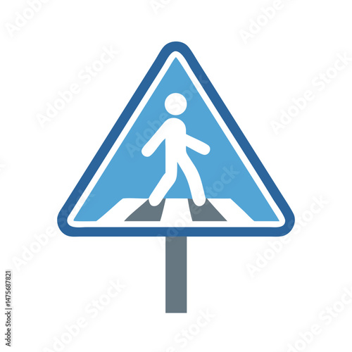 Zebra Crossing Warning Sign Isolated on Black Background