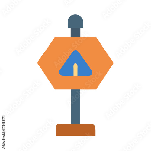Hazard sign icon, caution ahead warning message board