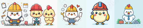 cute chicken vector in architect costume