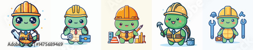 cute turtle vector in architect costume