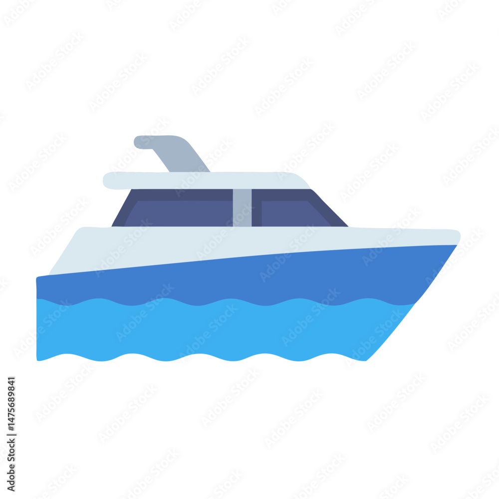 Cartoon boat icon on water against black backdrop Cartoon boat icon on water against black backdrop
