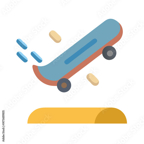 Skateboard Icon Performing Trick on a Black Background