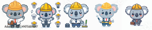 cute koala vector in architect costume