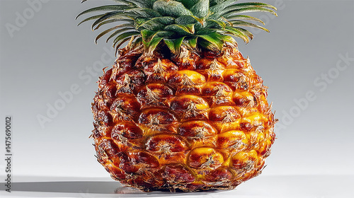 Single ripe pineapple isolated