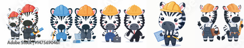 cute zebra vector in architect costume