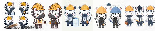cute zebra vector in architect costume