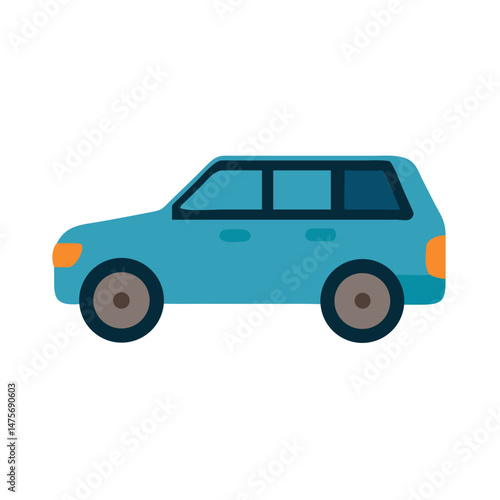 Illustration of a Blue SUV Vehicle on Black Background