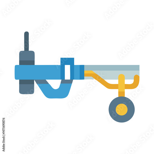 Airplane landing gear illustration on black background, transport