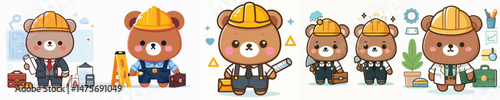 cute bear vector in architect costume