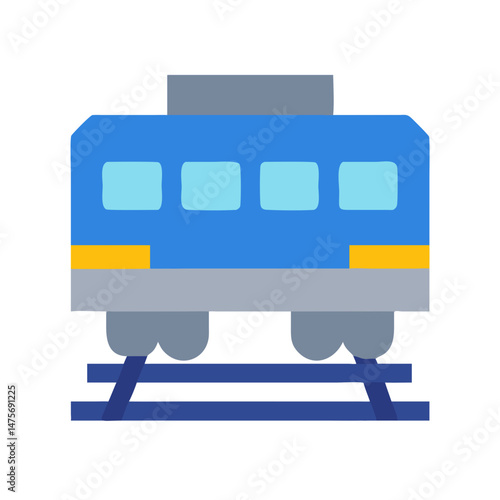 Cartoon train carriage icon on train tracks