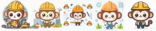 cute monkey vector in architect costume