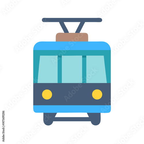Colorful Cable Car Illustration on Black Background