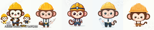 cute monkey vector in architect costume