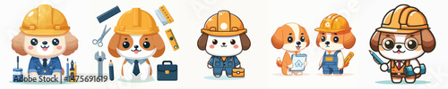 cute dog vector in architect costume