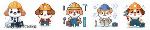 cute dog vector in architect costume
