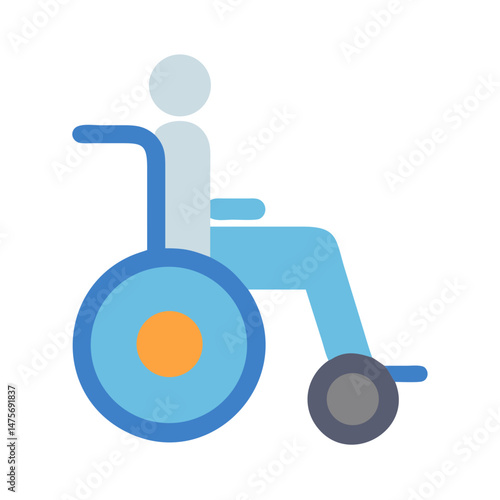 Wheelchair Accessibility Flat Vector Icon on Black Background