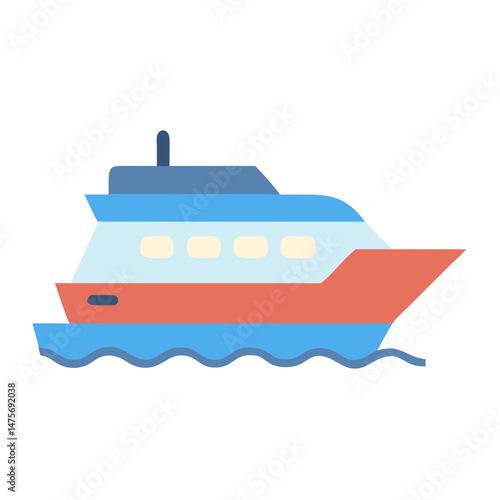 Modern passenger ferry boat icon with black background