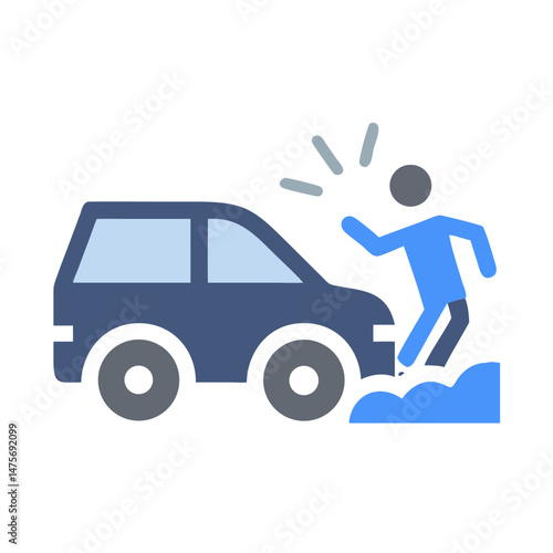 Car Accident Illustration: Vehicle Collision with Injured Pedestrian