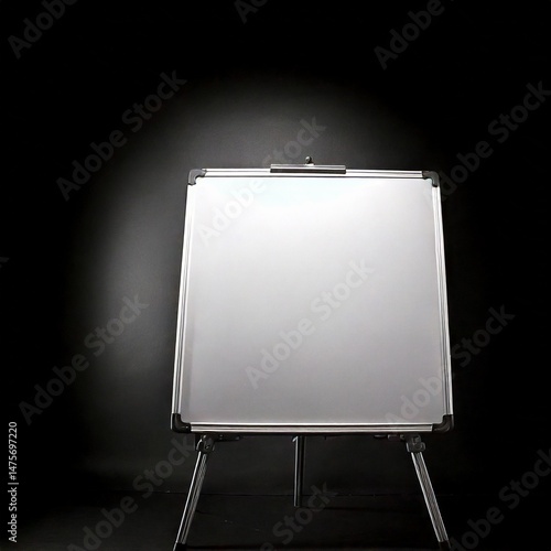Whiteboard at black background