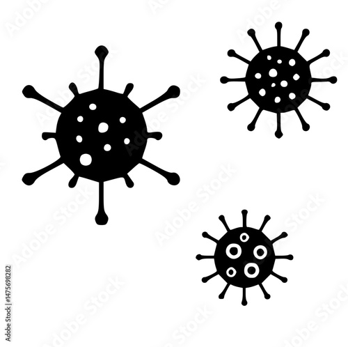 Virus icon Flat set in black and white color