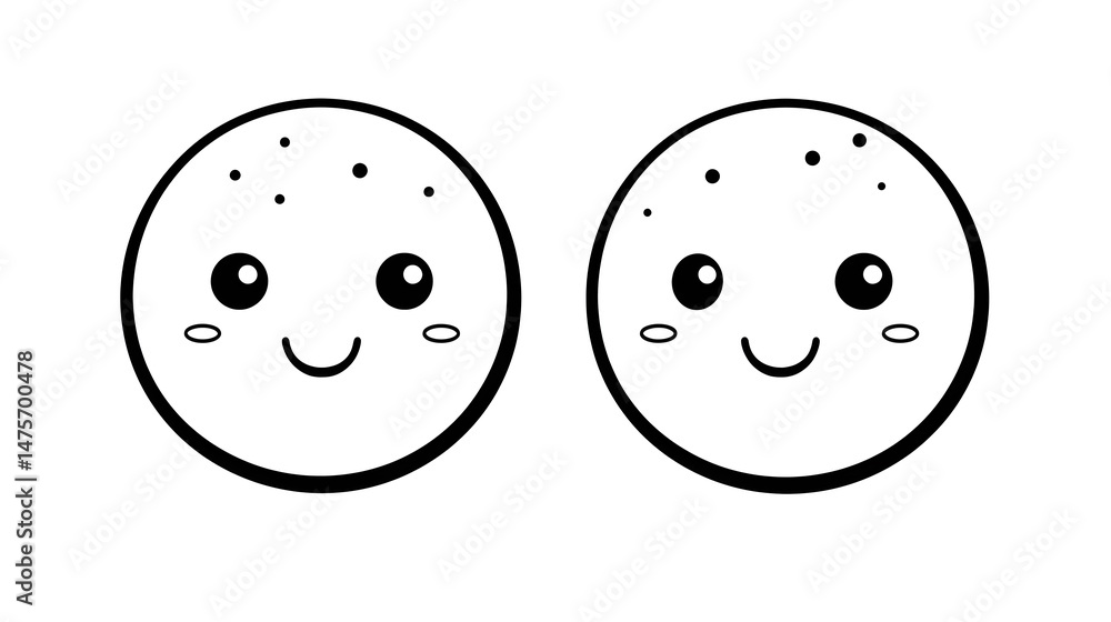 Fototapeta premium Kawaii Cute Happy Face Expression Cartoon Vector Illustration for Projects